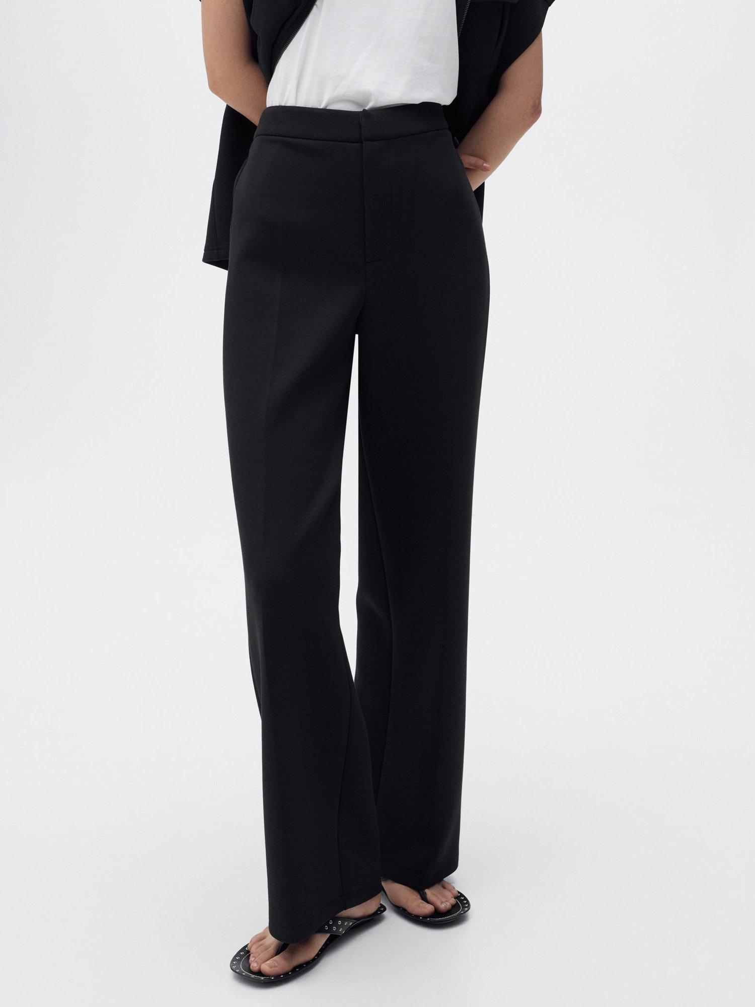 Mango Amber Mid Rise Straight Trousers, Black