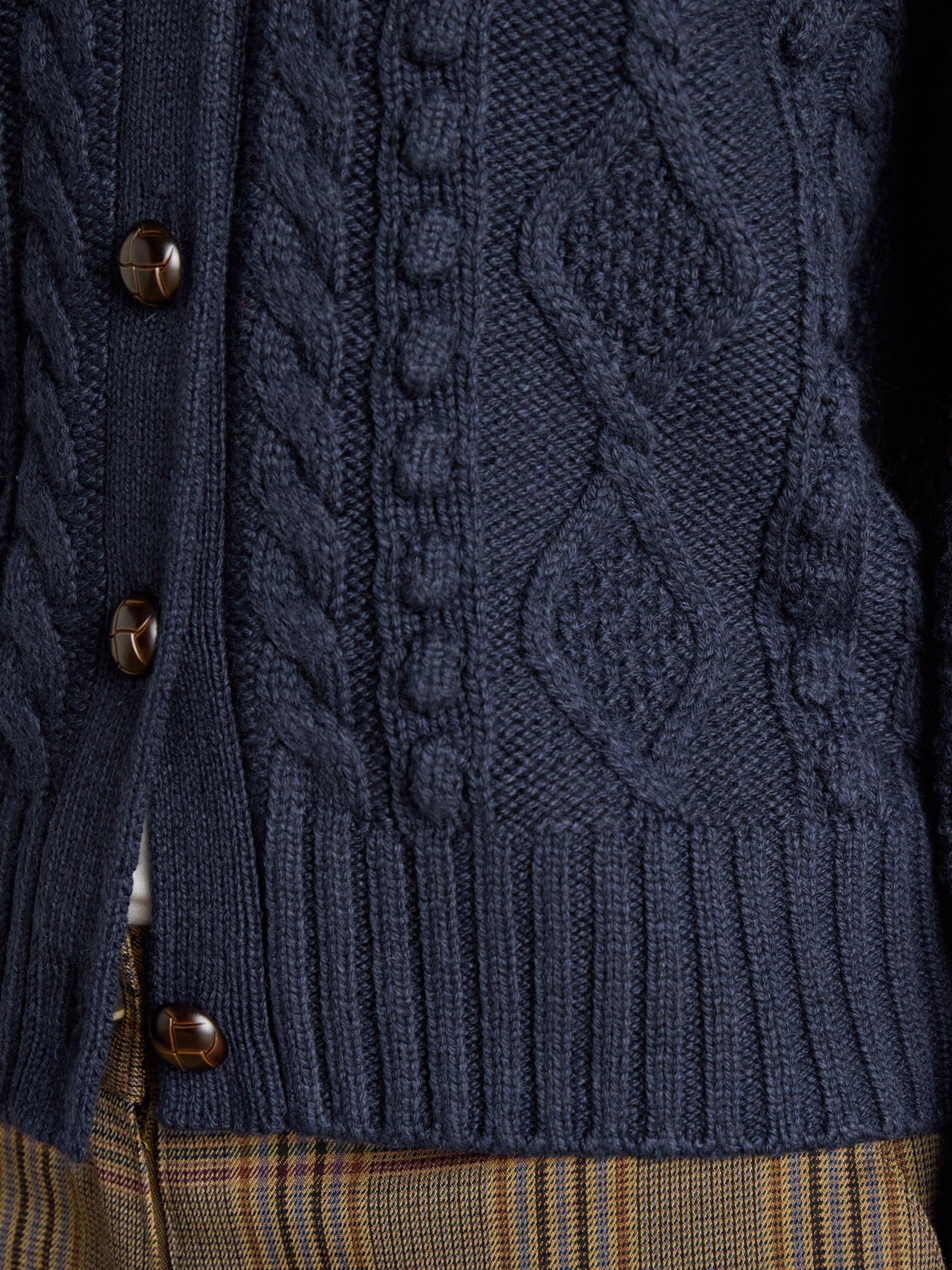 Product image 7 of 8, which shows Joules Crew Neck Cable Knit Cardigan, Navy, XS