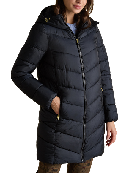 Joules Adjustable Hood Padded Coat, Navy, Navy