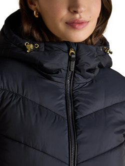 Joules Adjustable Hood Padded Coat, Navy - view 2, Navy
