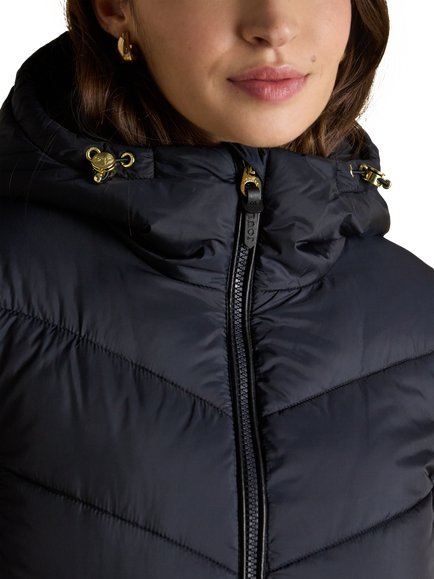 Joules Adjustable Hood Padded Coat, Navy - view 2, Navy