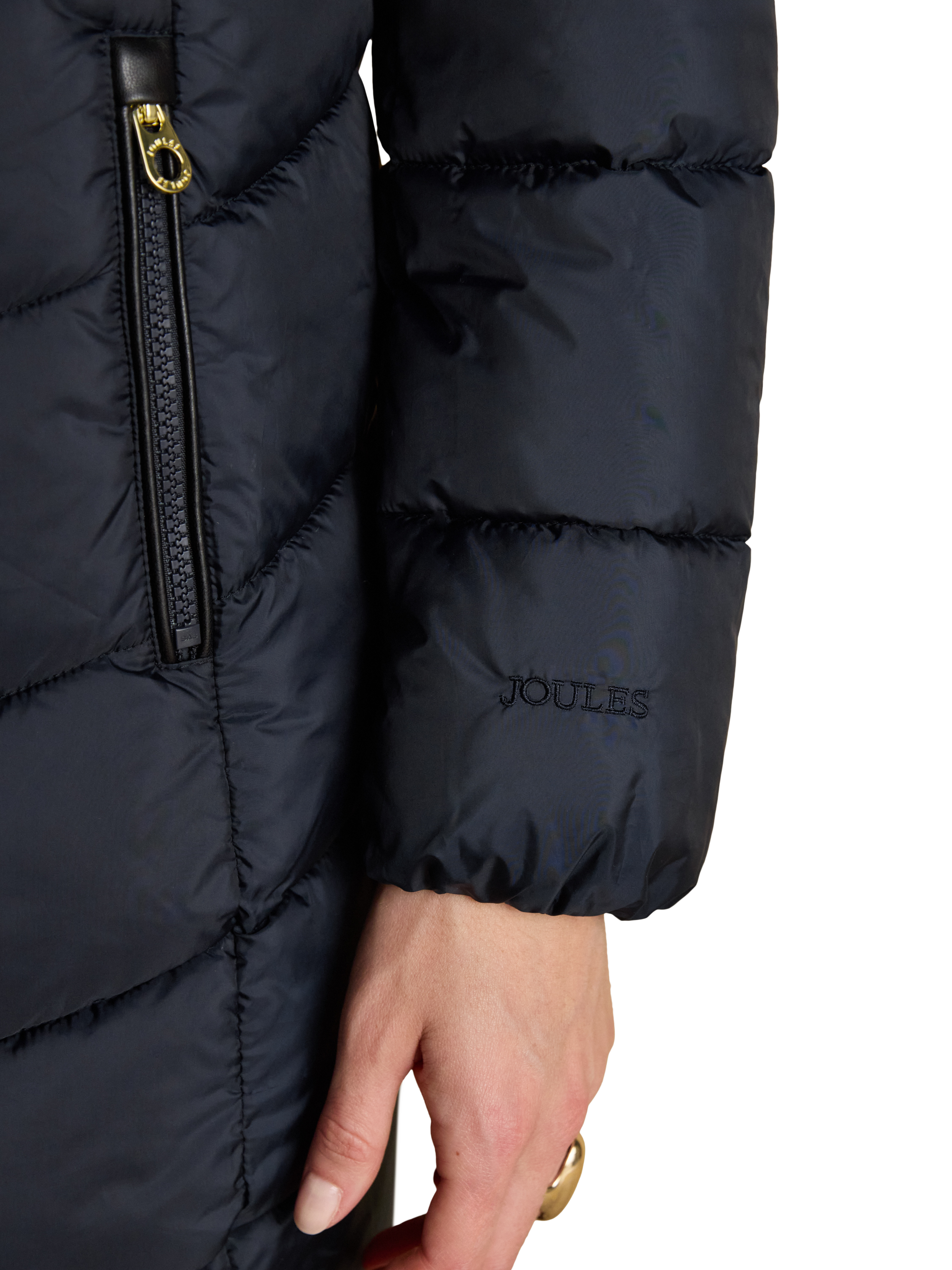Product image 4 of 9, which shows Joules Adjustable Hood Padded Coat, Navy, 6