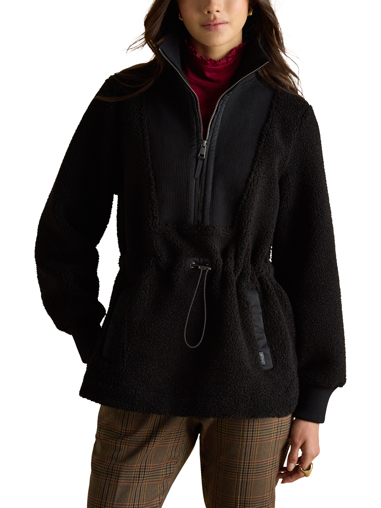 Product image 1 of 9, which shows Joules Adjustable Waist Borg Fleece, Black, 22