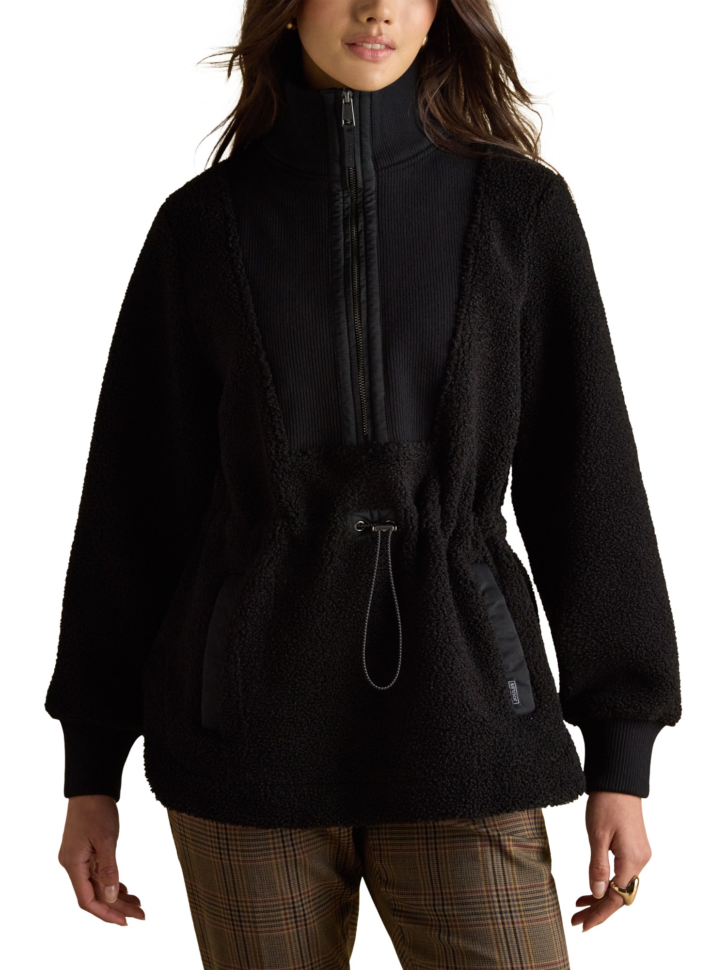 Product image 2 of 9, which shows Joules Adjustable Waist Borg Fleece, Black, 22