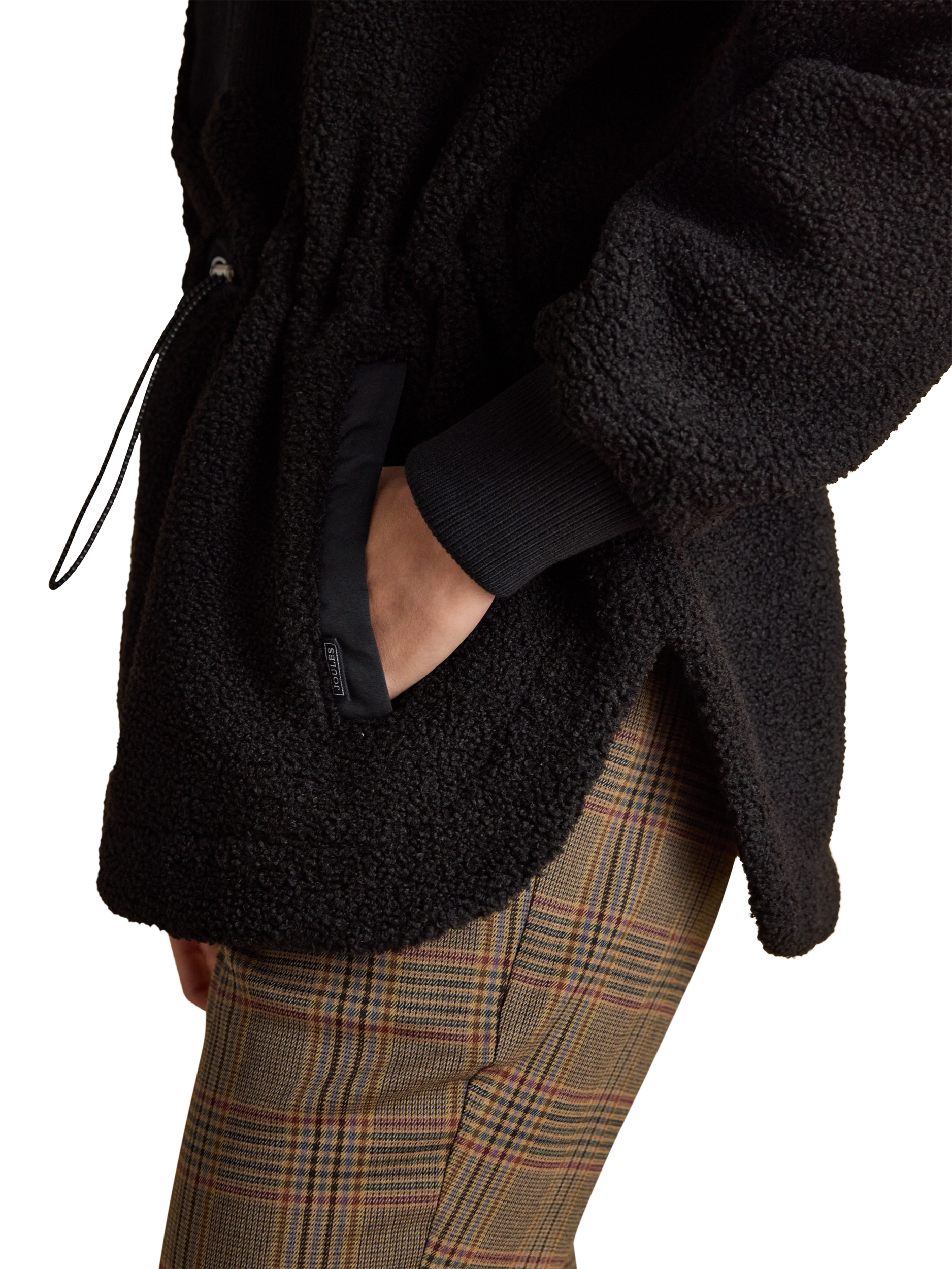 Product image 4 of 9, which shows Joules Adjustable Waist Borg Fleece, Black, 22