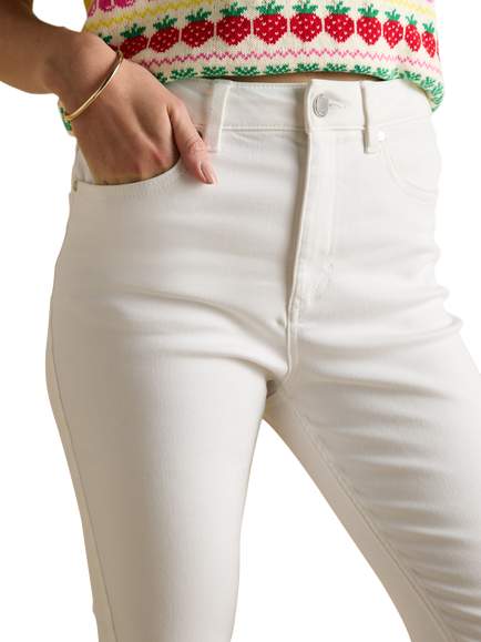Joules Mid Rise Traditional Jeans, White - view 2, White