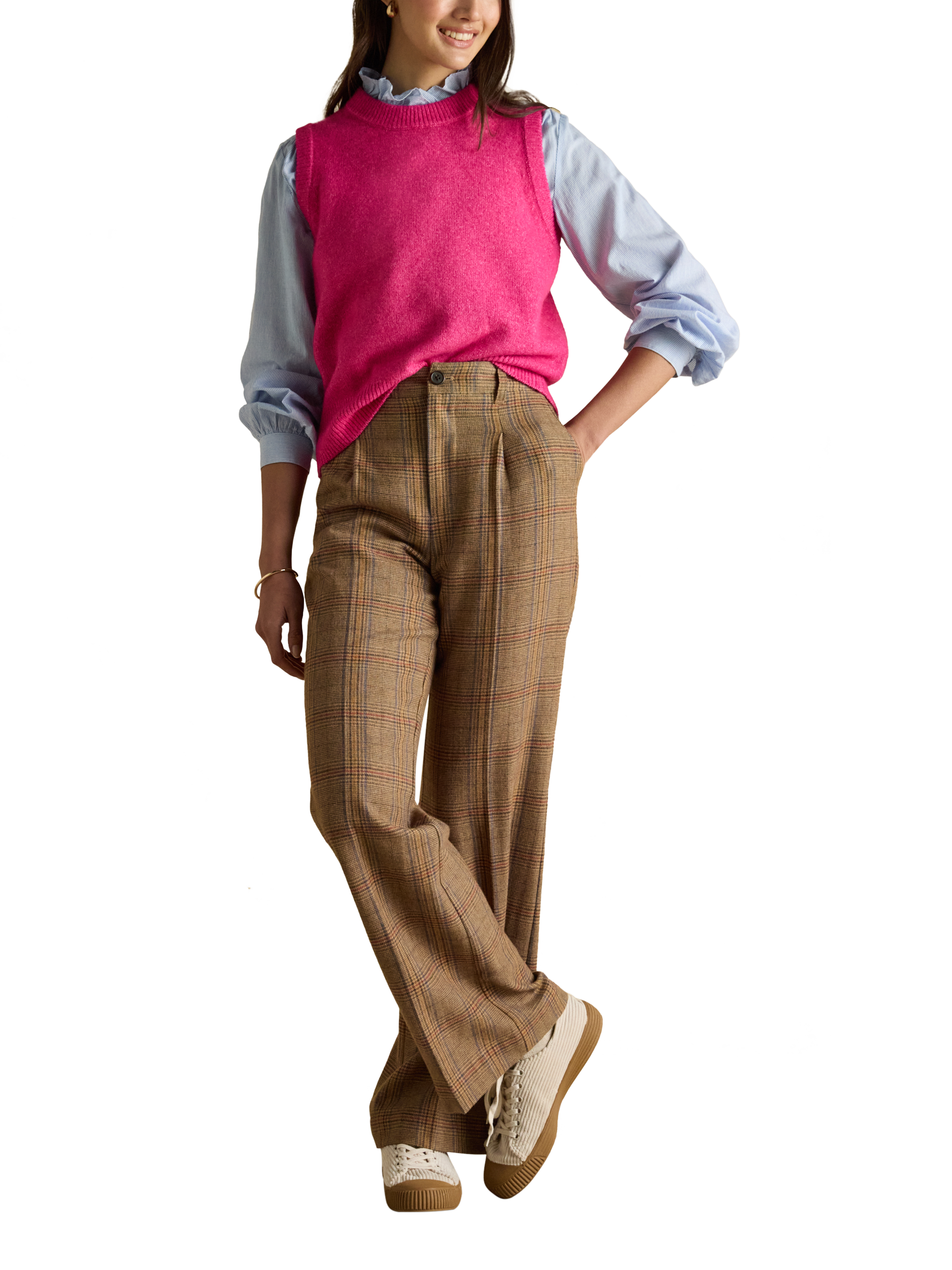 Product image 2 of 8, which shows Joules Holly Knitted Tank Top, Fuchsia, XS