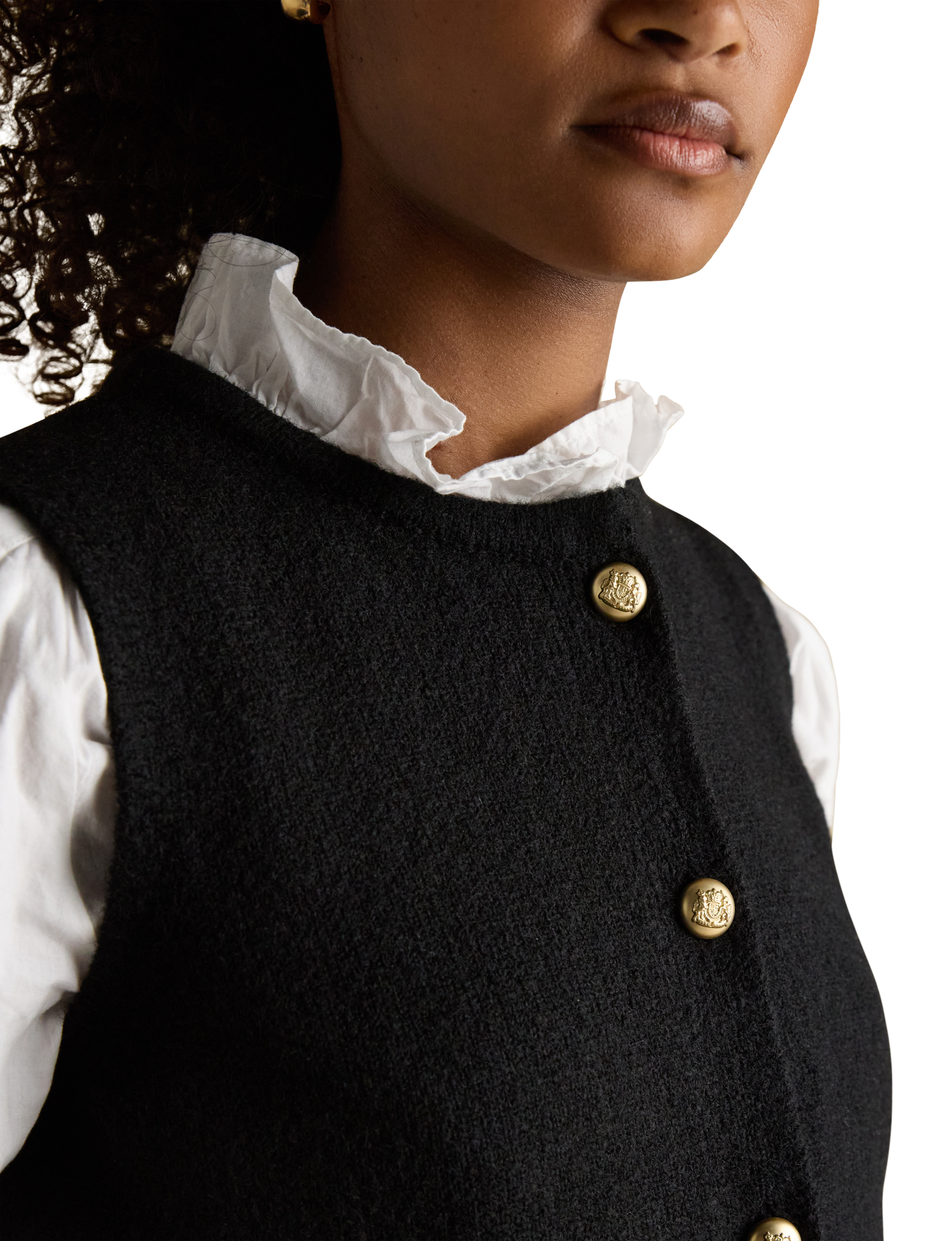 Product image 2 of 8, which shows Joules Holly Button Tank Top, Black, XS