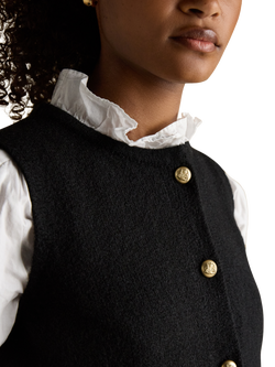 Joules Holly Button Tank Top - view 2, Black