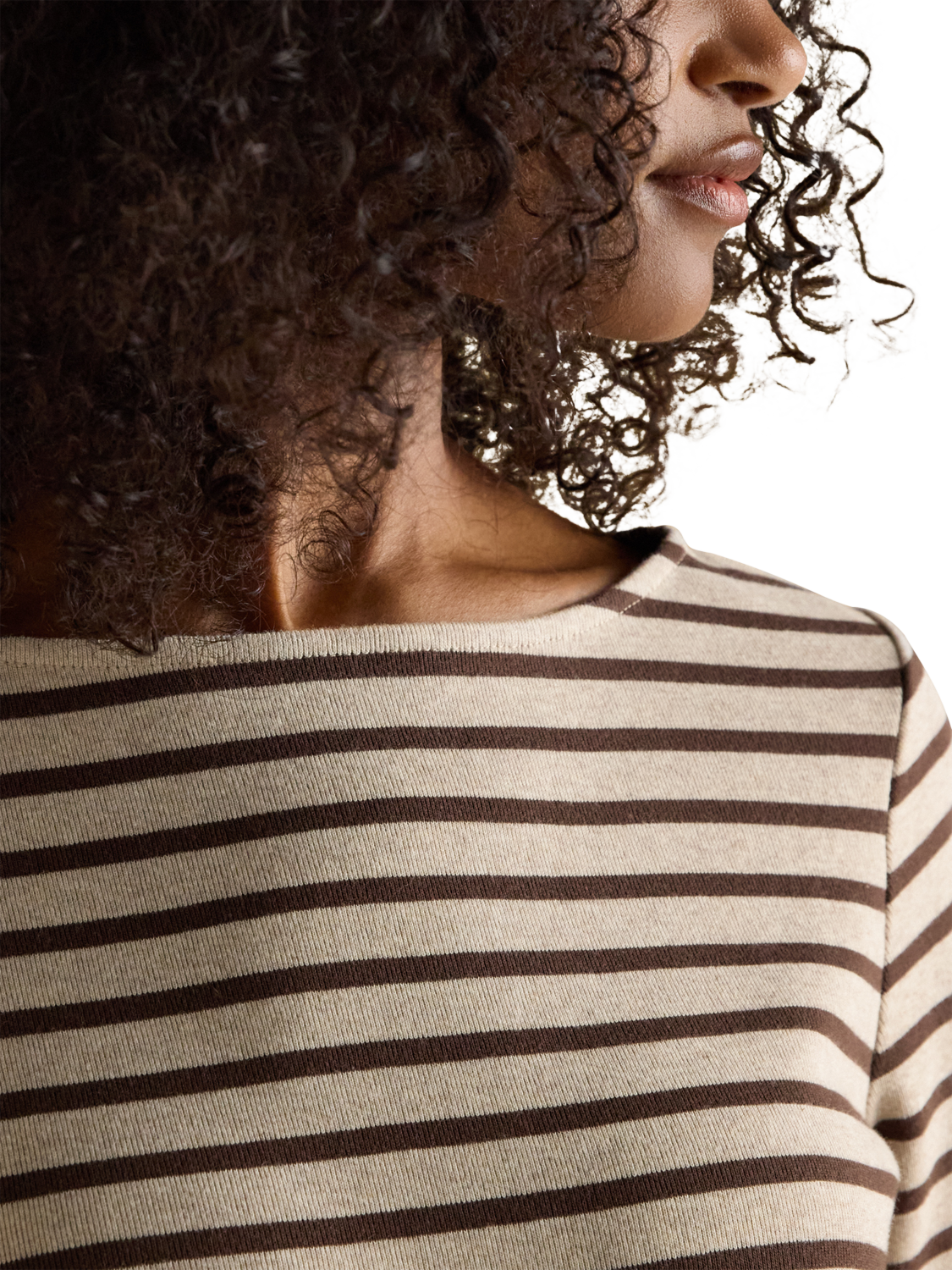 Product image 6 of 8, which shows Joules Classic Harbour Stripe Top, Oat/Chocolate, 6