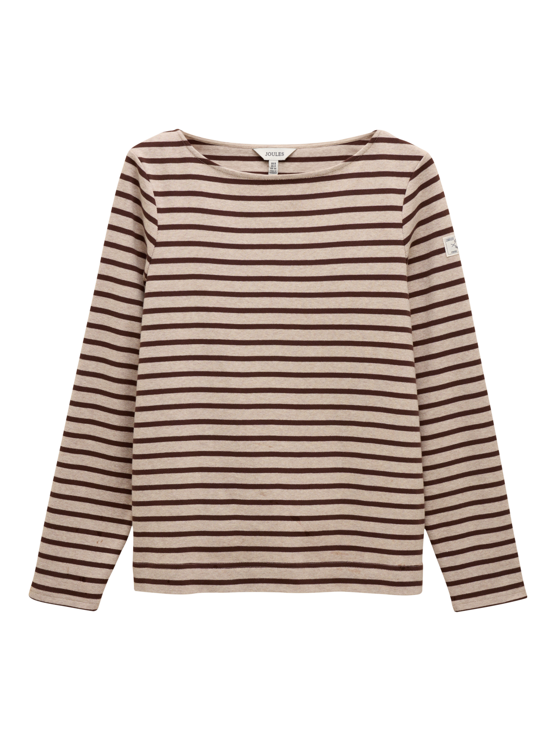 Product image 8 of 8, which shows Joules Classic Harbour Stripe Top, Oat/Chocolate, 6