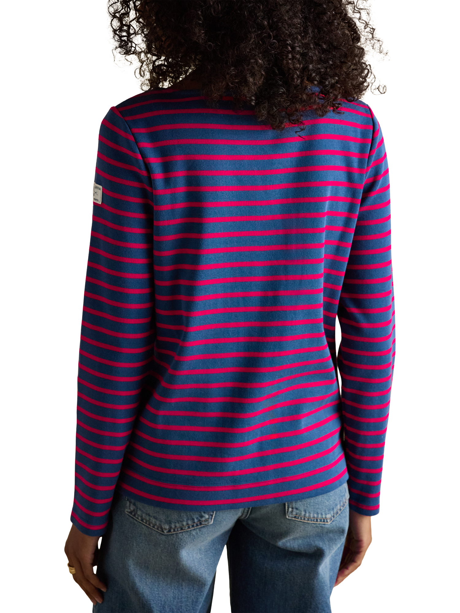 Product image 3 of 7, which shows Joules Classic Harbour Stripe Top, Blue/Red, 6
