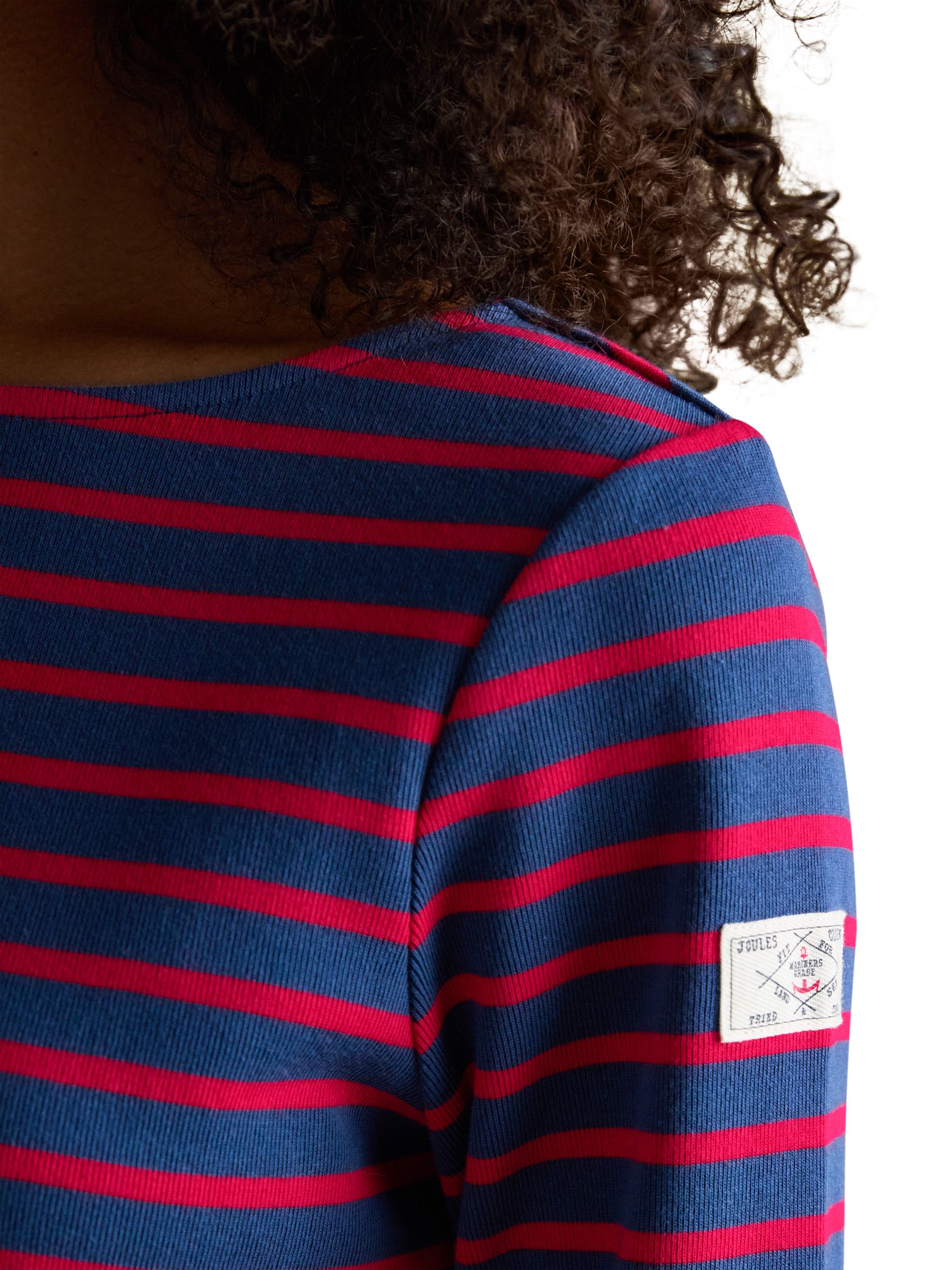 Product image 5 of 7, which shows Joules Classic Harbour Stripe Top, Blue/Red, 6