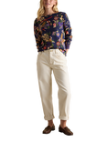 Joules Classic Floral Long Sleeve Top, Navy