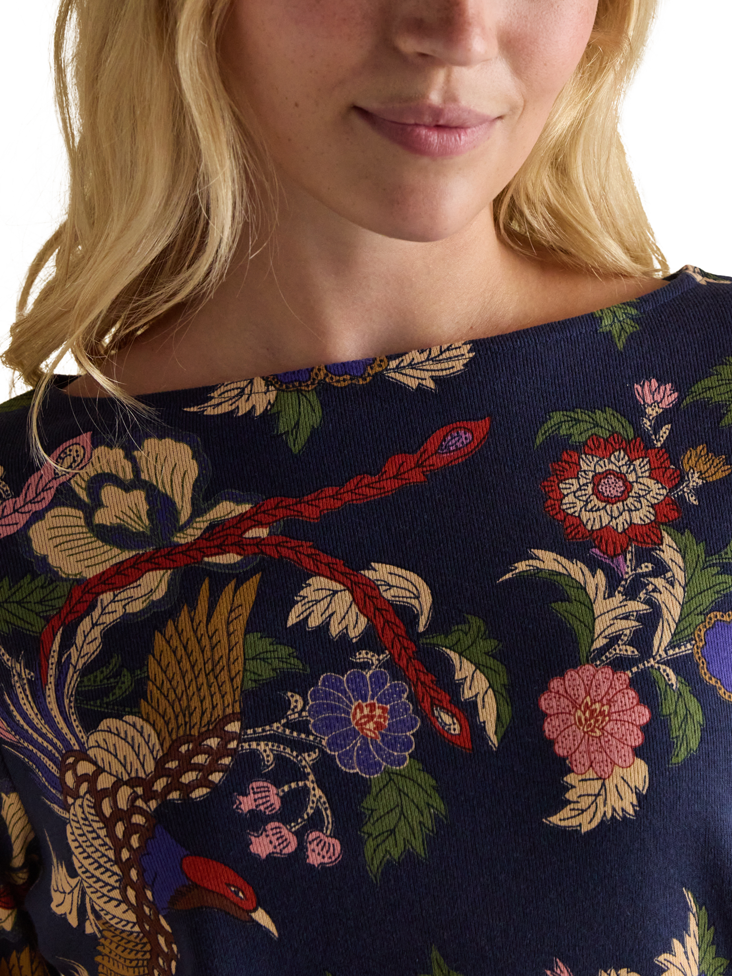 Product image 4 of 7, which shows Joules Classic Floral Long Sleeve Top, Navy, 6