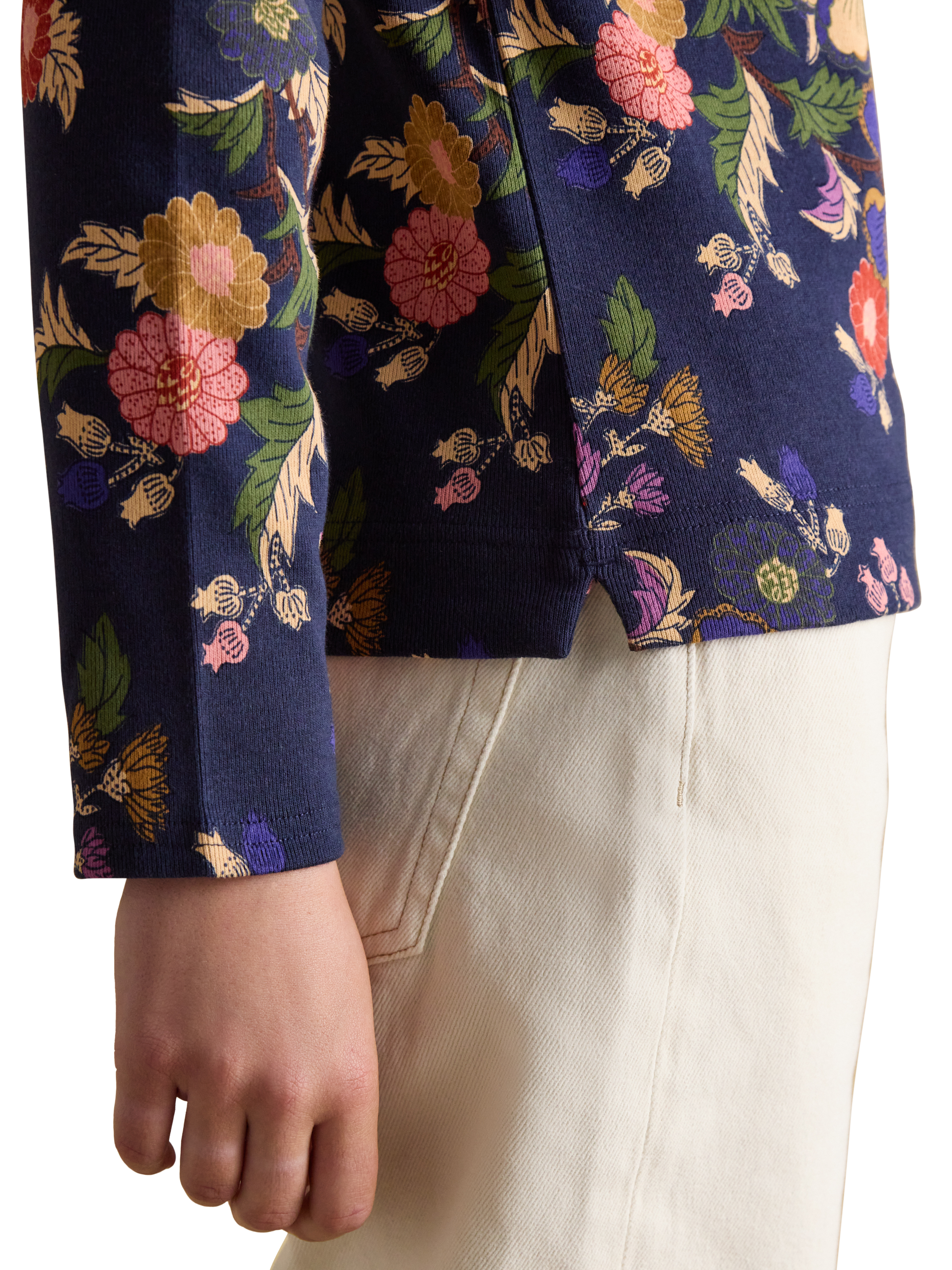 Product image 5 of 7, which shows Joules Classic Floral Long Sleeve Top, Navy, 6