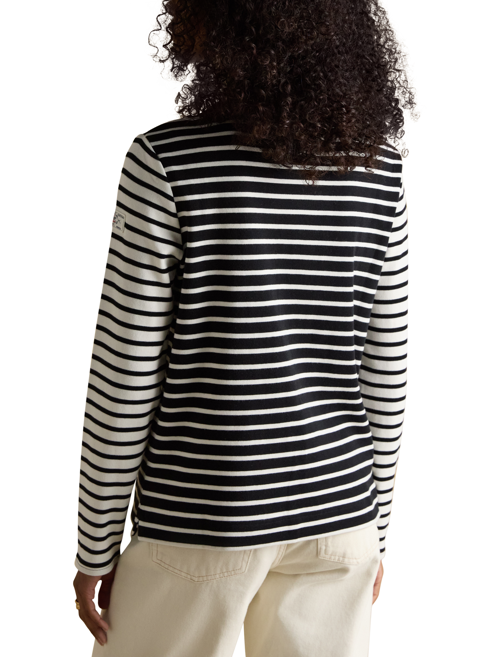 Product image 4 of 8, which shows Joules Classic Harbour Stripe Top, Black/White, 6