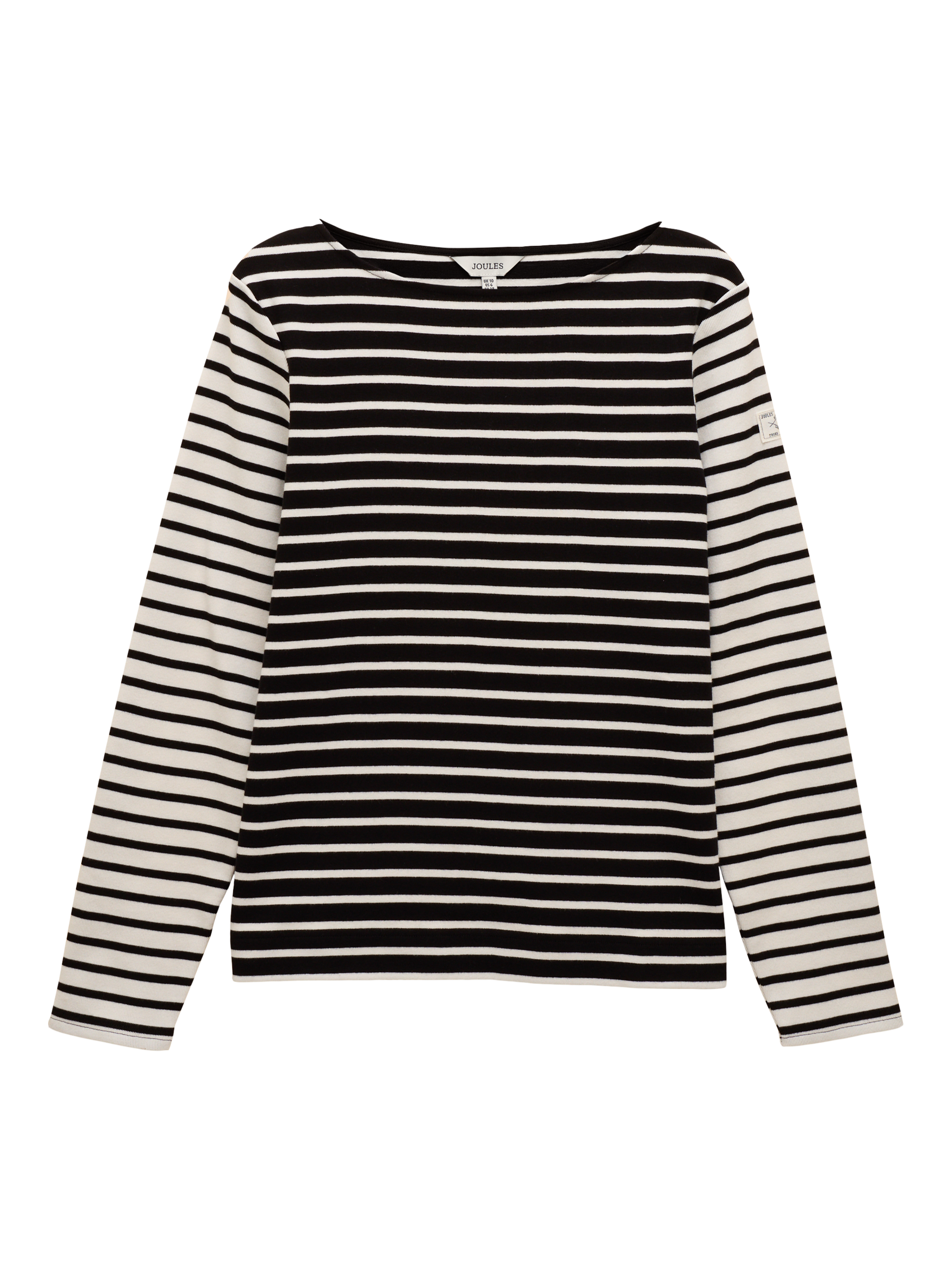 Product image 8 of 8, which shows Joules Classic Harbour Stripe Top, Black/White, 6