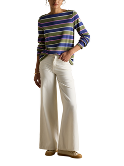 Joules Classic Harbour Stripe Top, Green/Multi, Green/Multi