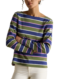 Joules Classic Harbour Stripe Top, Green/Multi - view 2, Green/Multi