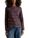 Joules Classic Harbour Stripe Top, Navy/Tan