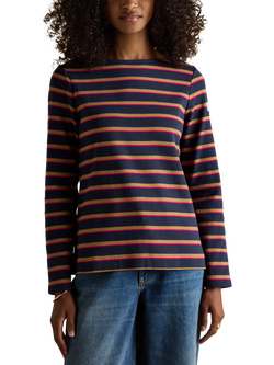 Joules Classic Harbour Stripe Top, Navy/Tan, Navy/Tan