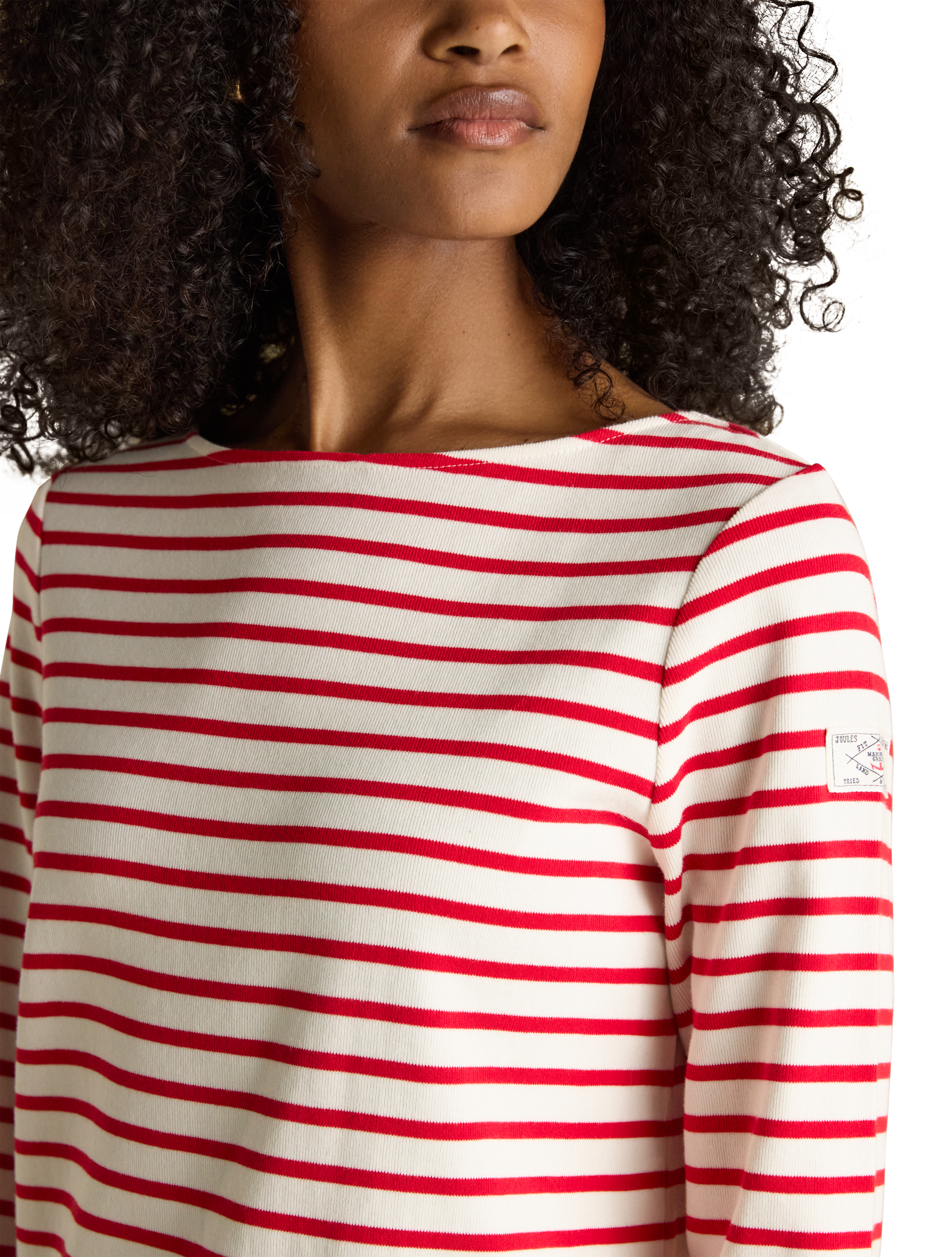 Product image 2 of 8, which shows Joules Classic Harbour Stripe Top, Red/White, 6