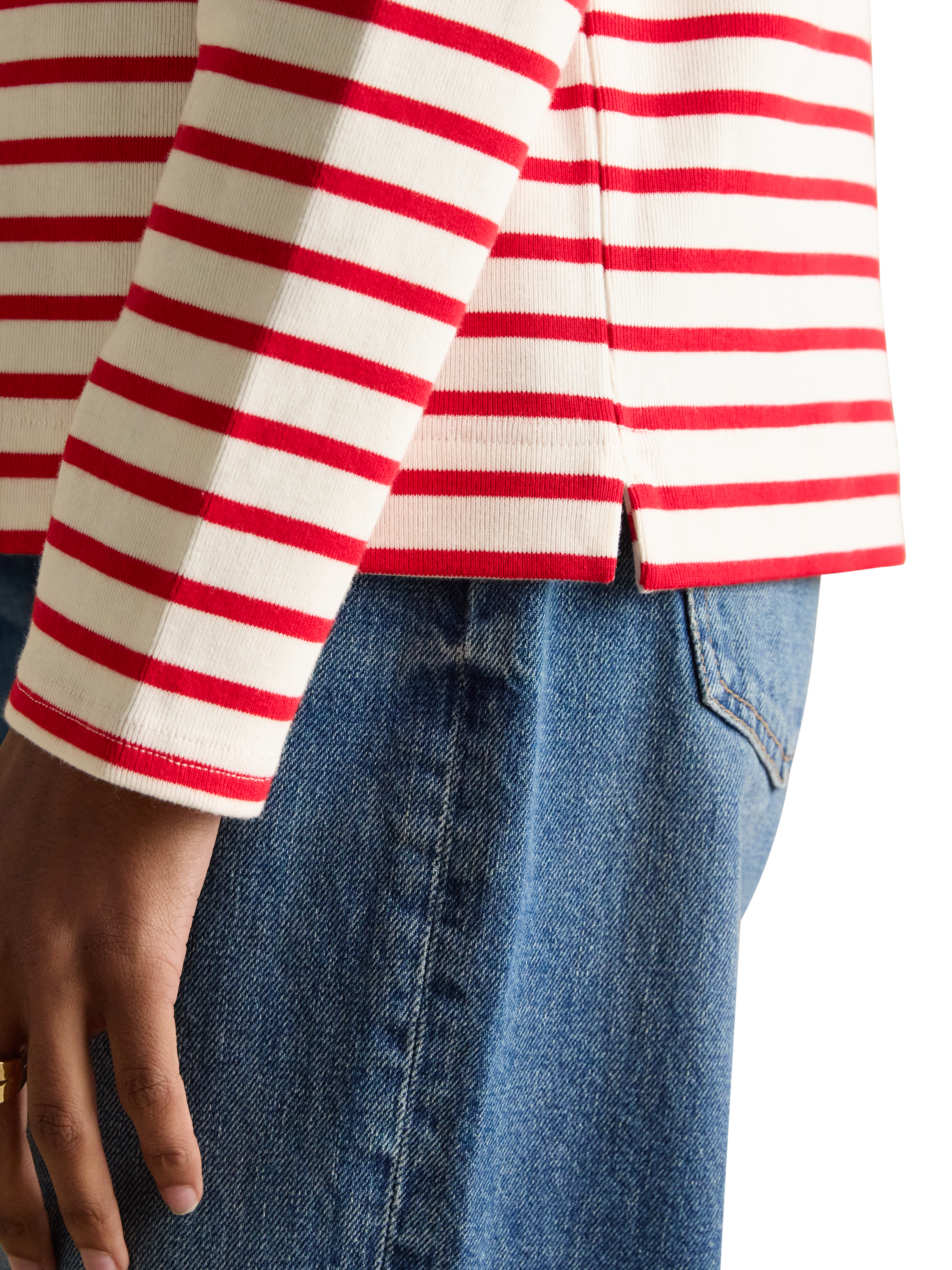 Product image 4 of 8, which shows Joules Classic Harbour Stripe Top, Red/White, 6