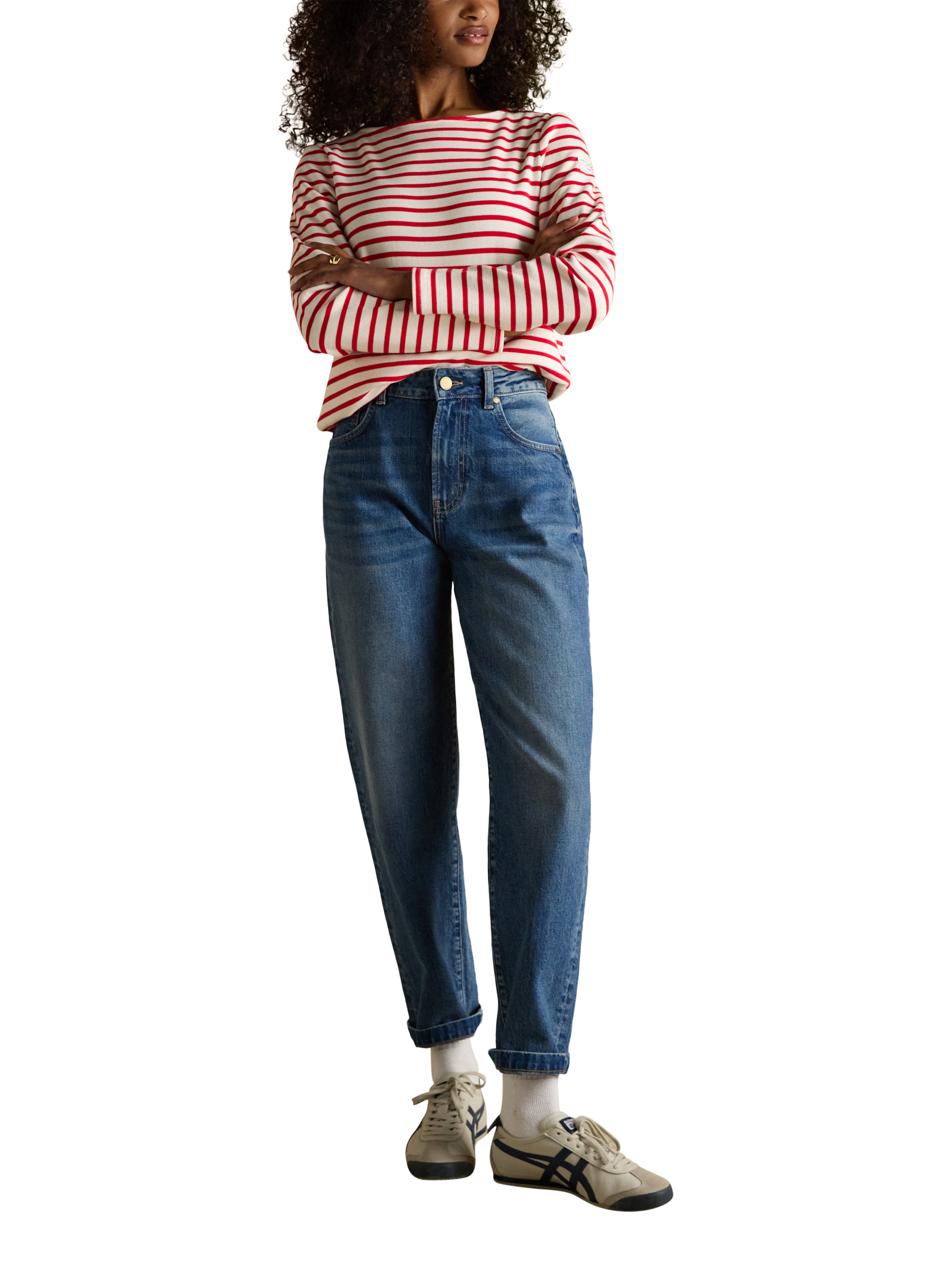 Product image 5 of 8, which shows Joules Classic Harbour Stripe Top, Red/White, 6