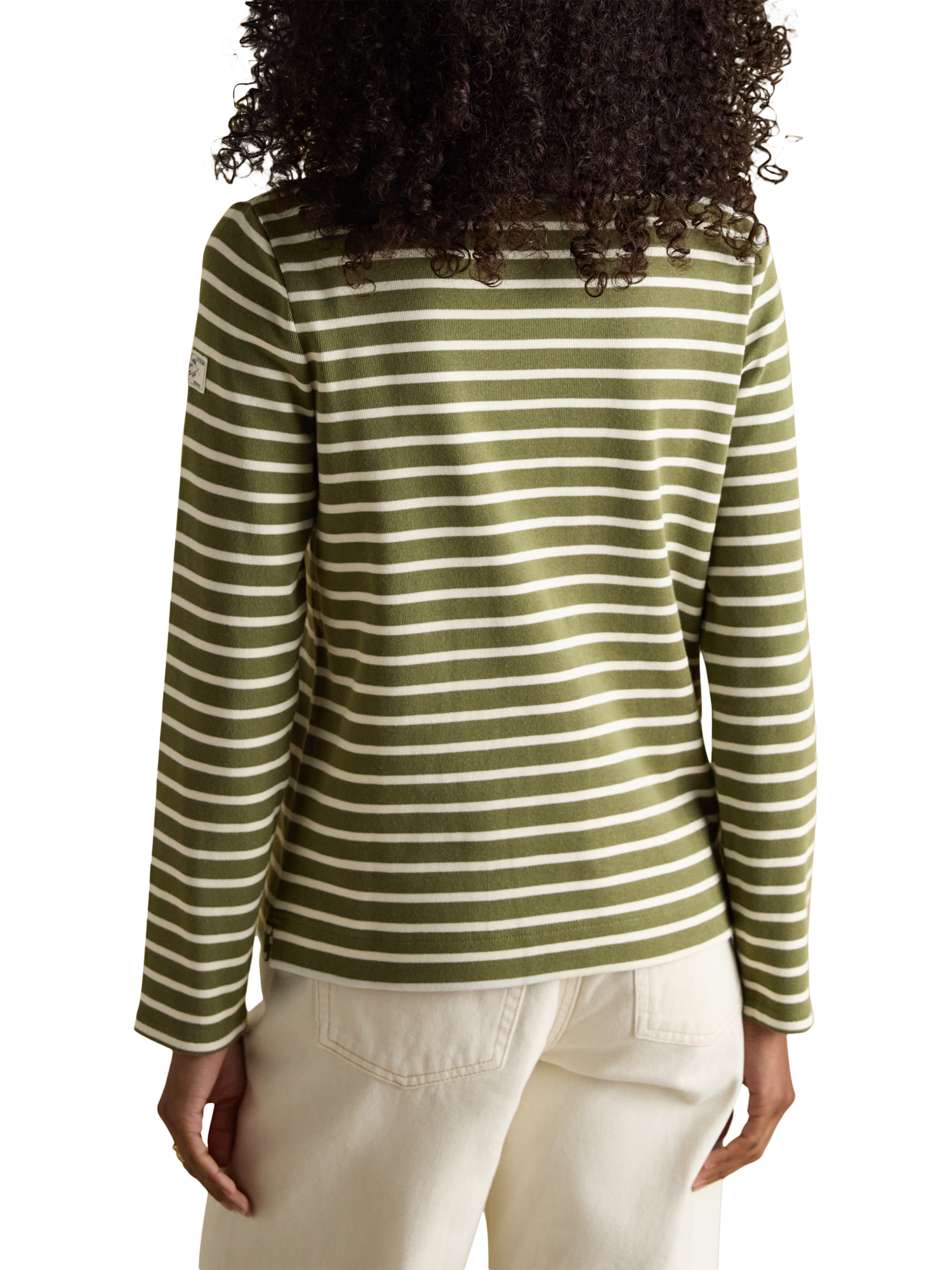 Product image 2 of 7, which shows Joules Classic Harbour Stripe Top, Green/Multi, 6