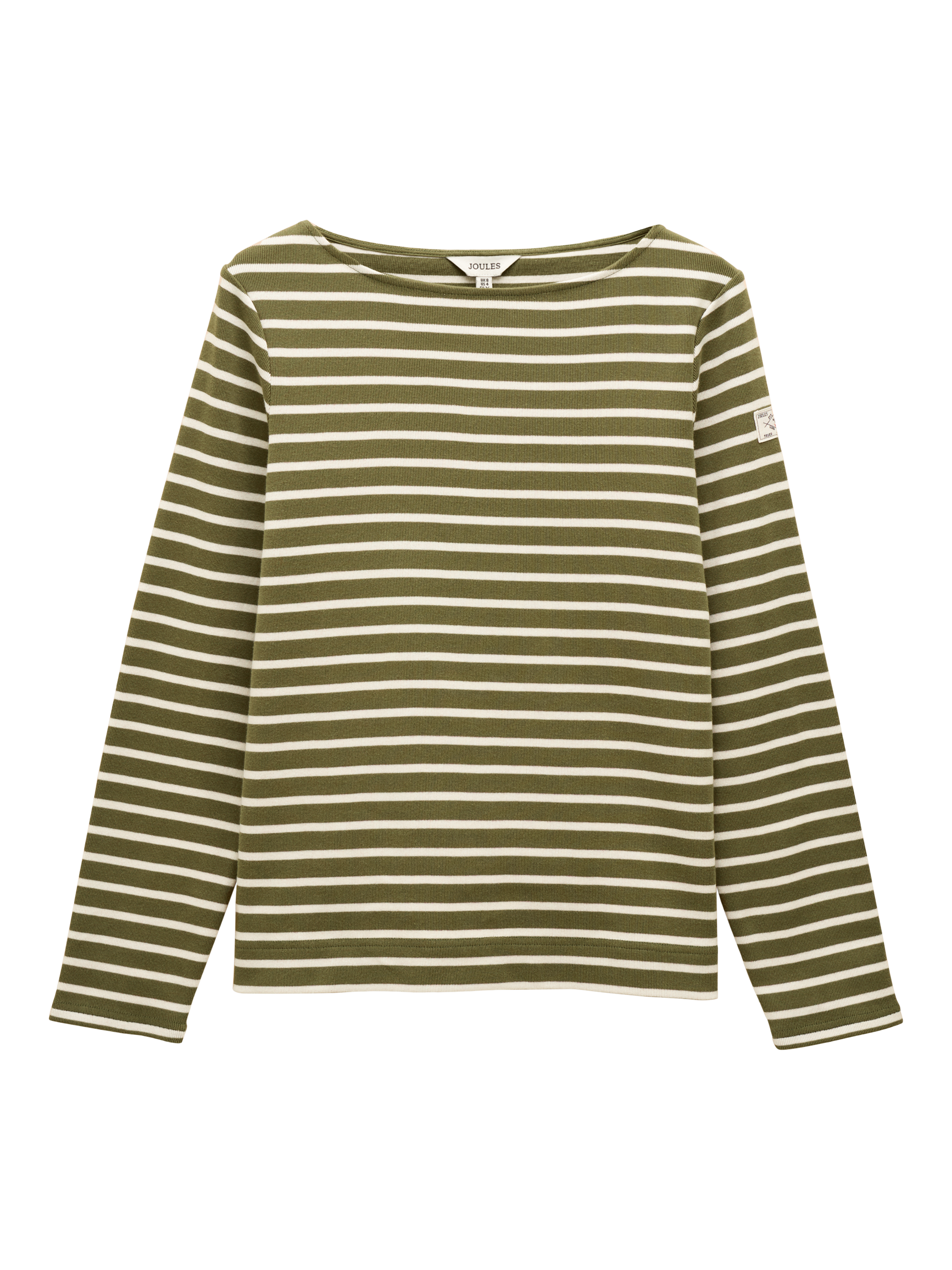 Product image 3 of 7, which shows Joules Classic Harbour Stripe Top, Green/Multi, 6