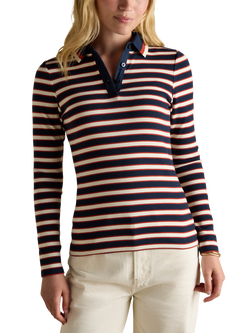 Joules Fairfield Stripe Polo Shirt, Blue/Red, Blue/Red