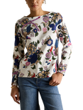 Joules Classic Floral Long Sleeve Top, Cream/Multi