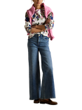 Joules Classic Floral Long Sleeve Top, Cream/Multi