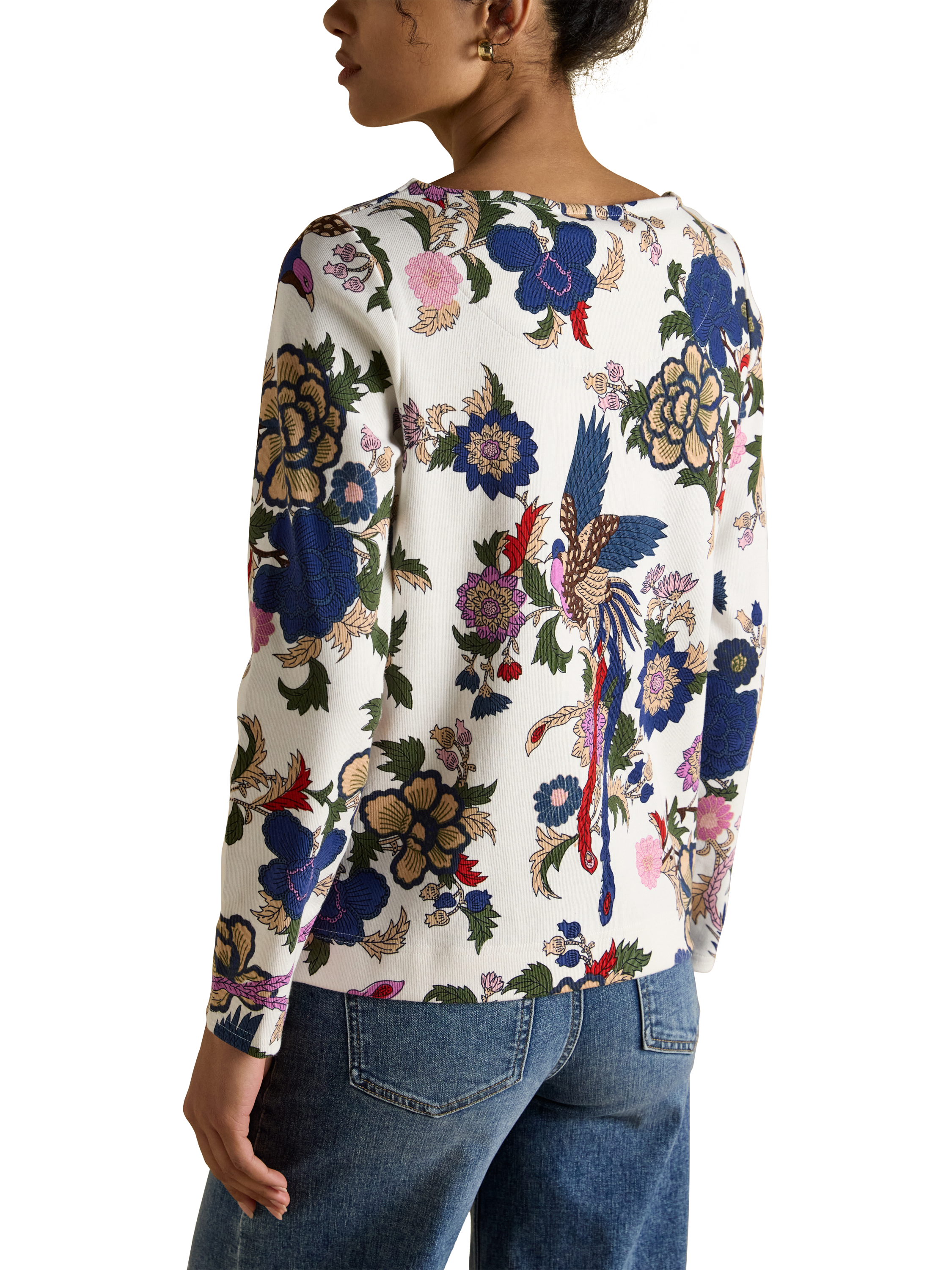 Product image 3 of 7, which shows Joules Classic Floral Long Sleeve Top, Cream/Multi, 6