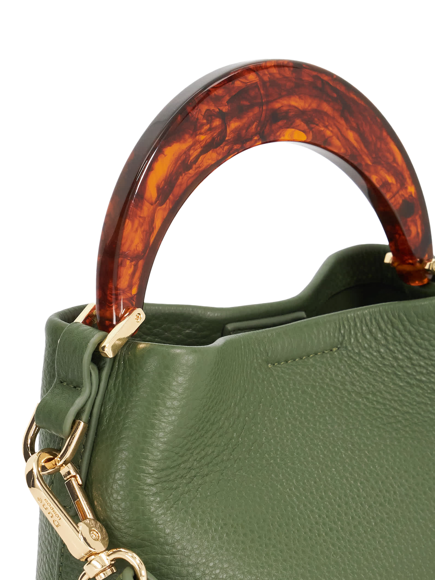 Product image 4 of 4, which shows Dune London Dharla Leather Grab Bag, Green, One Size