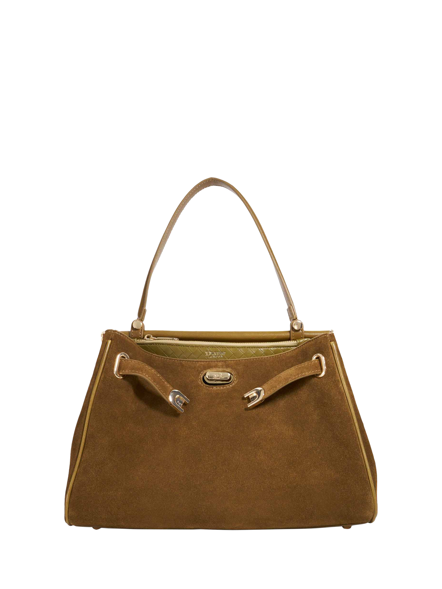 Product image 1 of 5, which shows Dune London Dynamic M Leather Shoulder Bag, Khaki