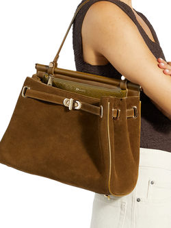 Dune London Dynamic M Leather Shoulder Bag, Khaki - view 2, Khaki