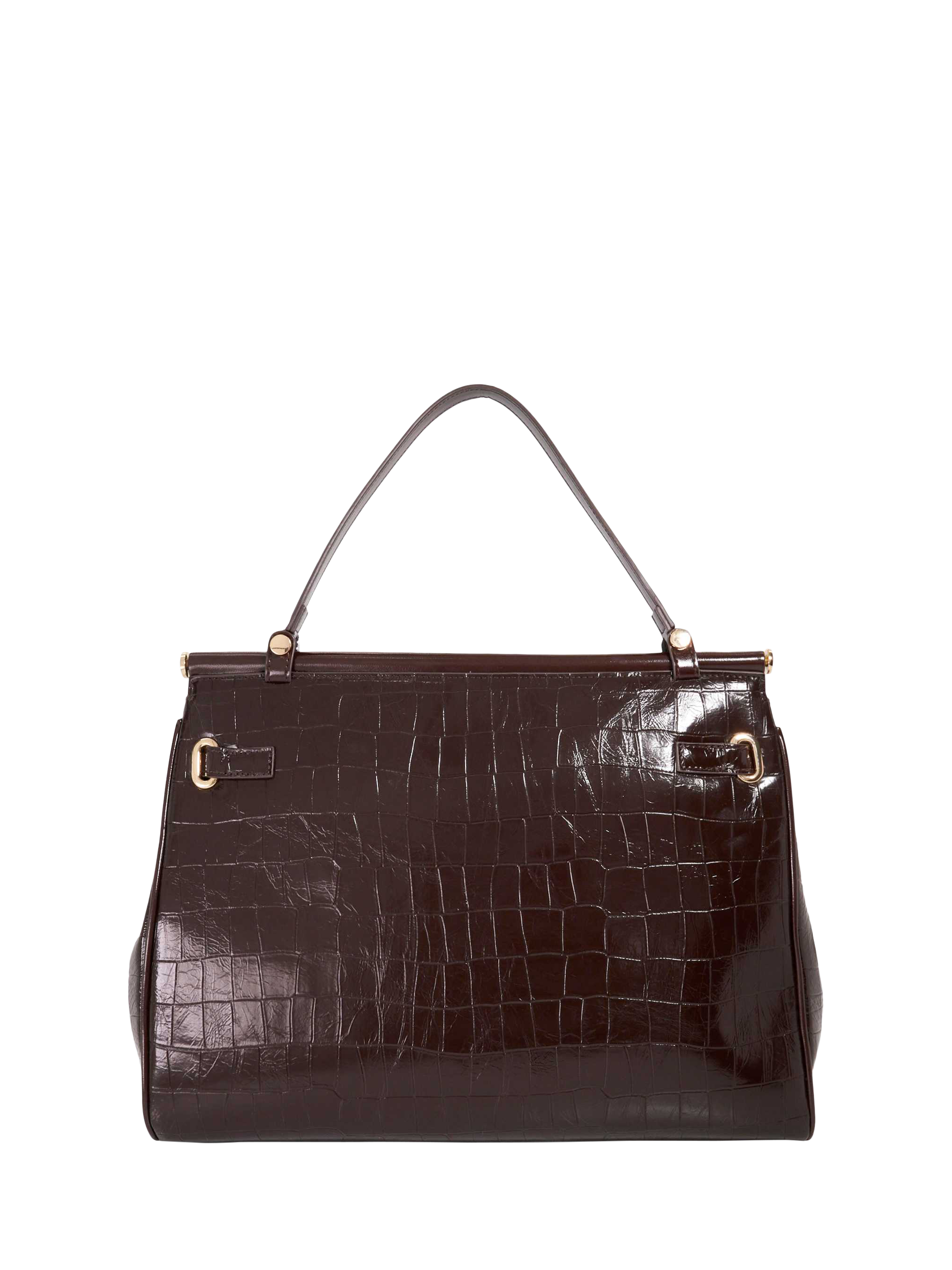 Product image 3 of 5, which shows Dune London Dynamic Croc Leather Handbag, Brown
