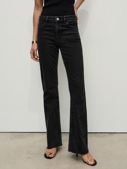 Mango Fiona Mid Rise Flare Jeans, Dark Grey