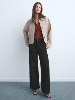 Mango Jessie Patch Pocket Wide Leg Jeans - view 2, Open Grey