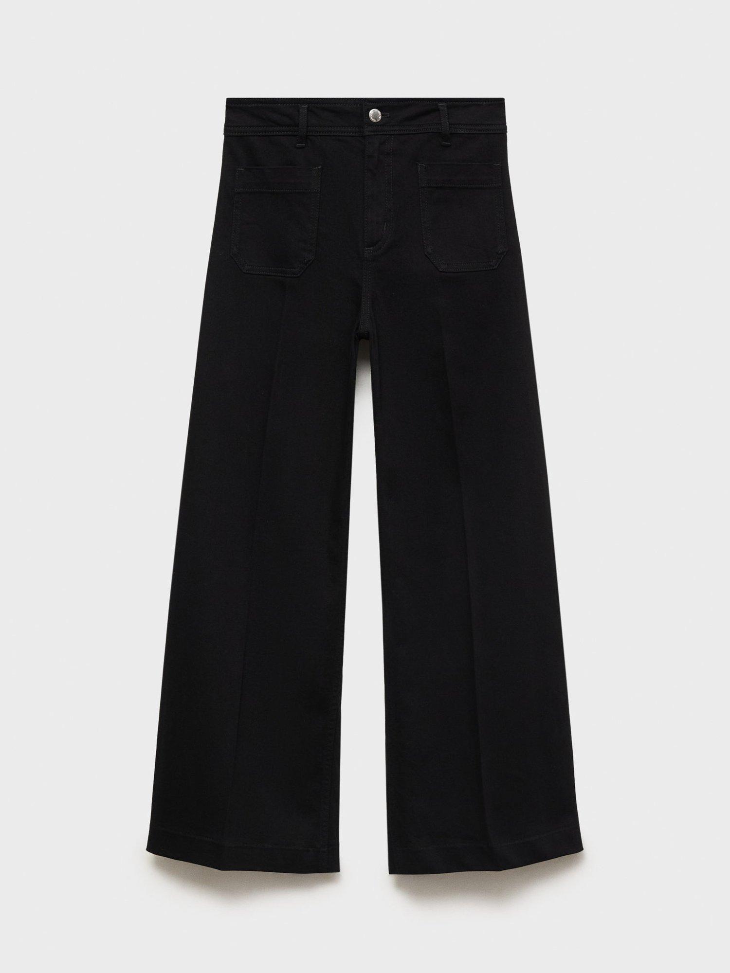 Product image 3 of 8, which shows Mango Jessie Patch Pocket Wide Leg Jeans, Open Grey, 4