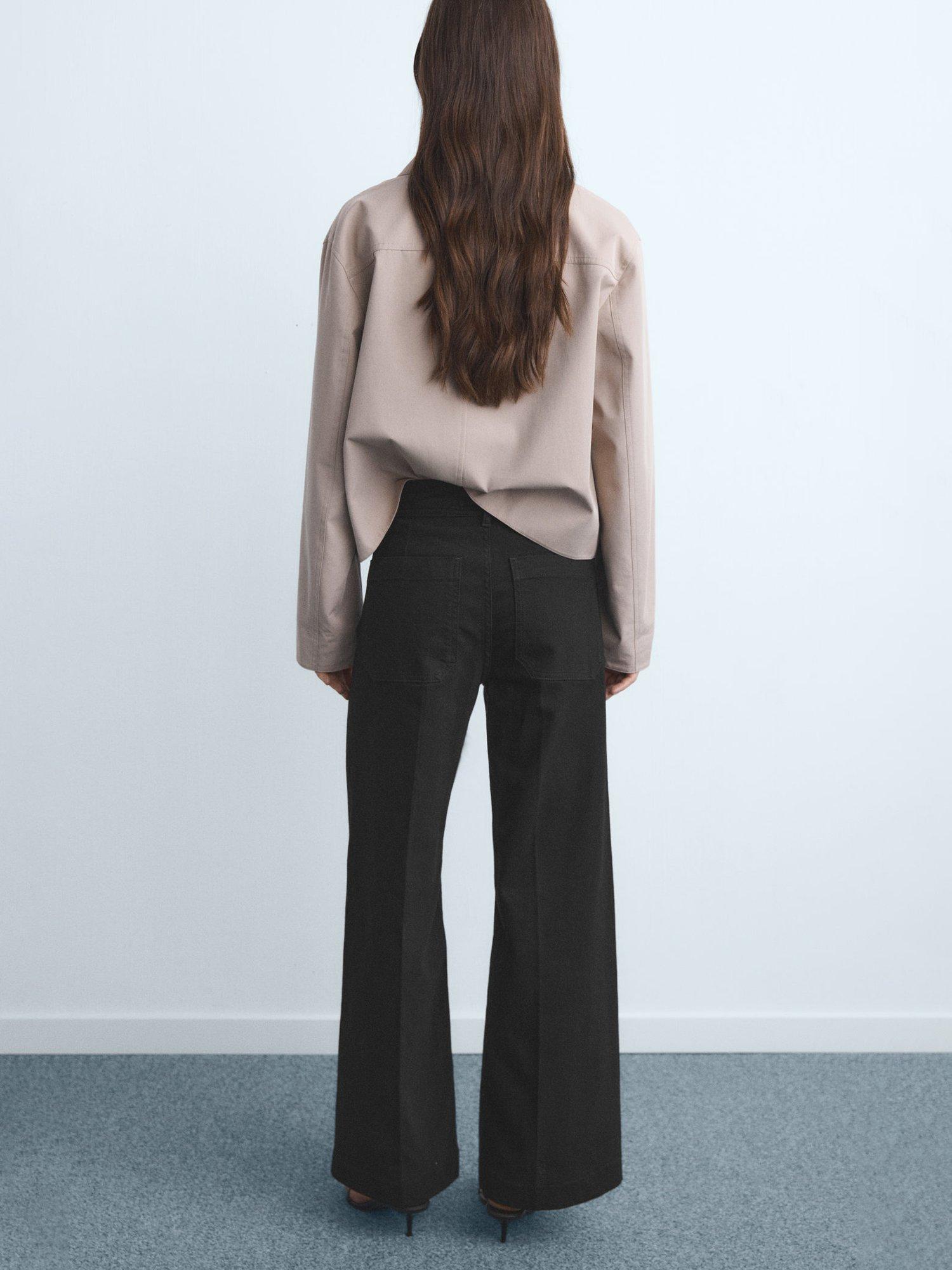 Product image 4 of 8, which shows Mango Jessie Patch Pocket Wide Leg Jeans, Open Grey, 4