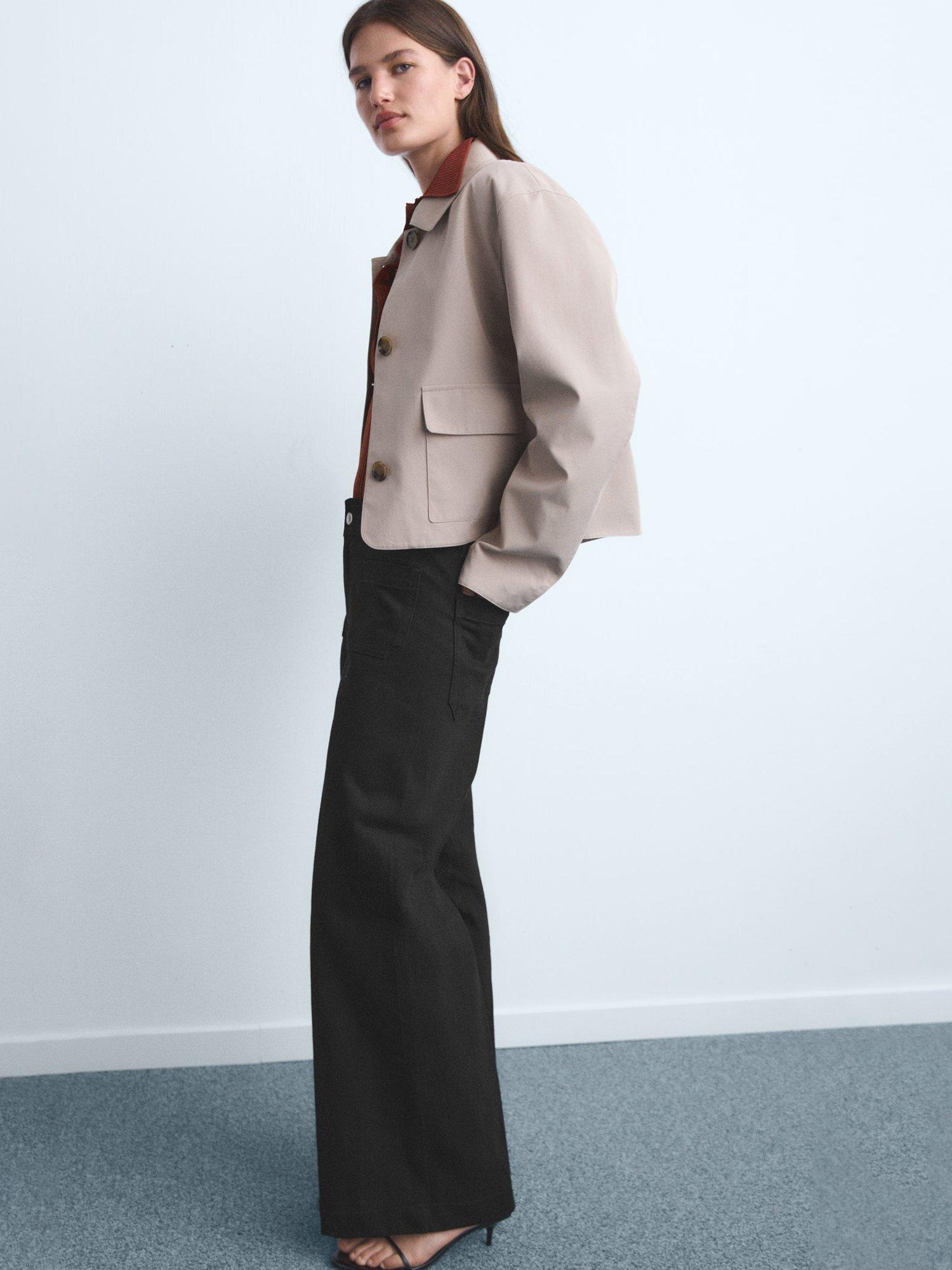 Product image 6 of 8, which shows Mango Jessie Patch Pocket Wide Leg Jeans, Open Grey, 4