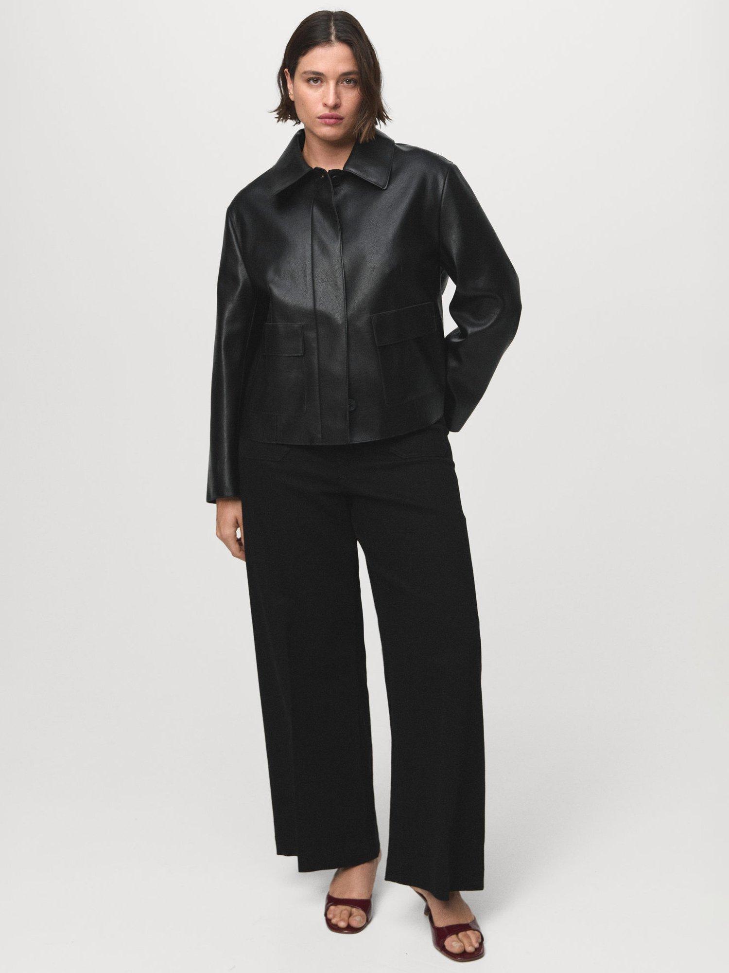 Product image 7 of 8, which shows Mango Jessie Patch Pocket Wide Leg Jeans, Open Grey, 4