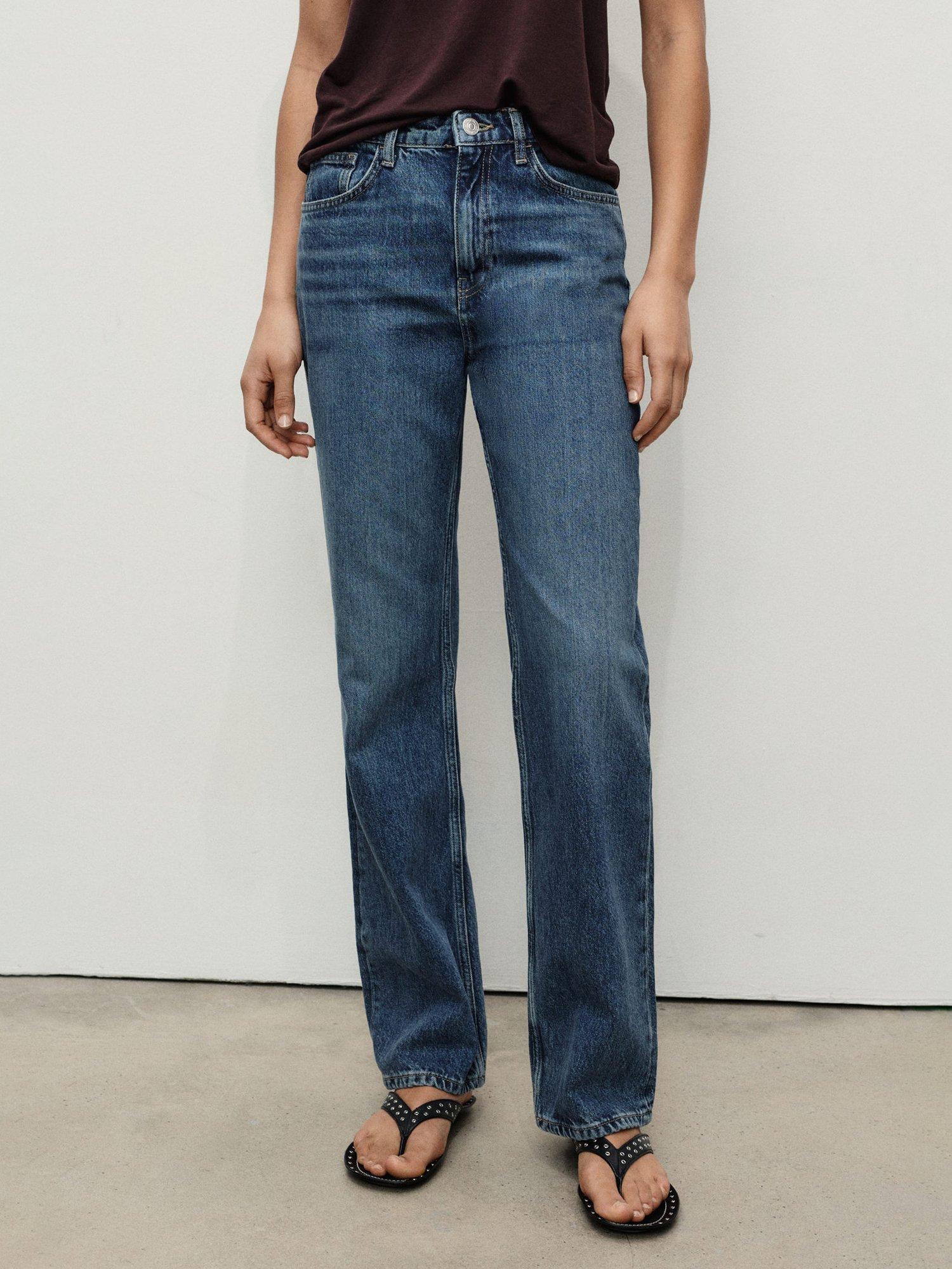 Product image 1 of 8, which shows Mango Matilda Straight Denim Jeans, Open Blue, 10