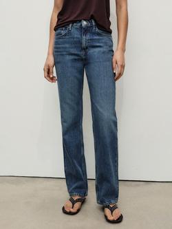 Mango Matilda Straight Denim Jeans, Open Blue