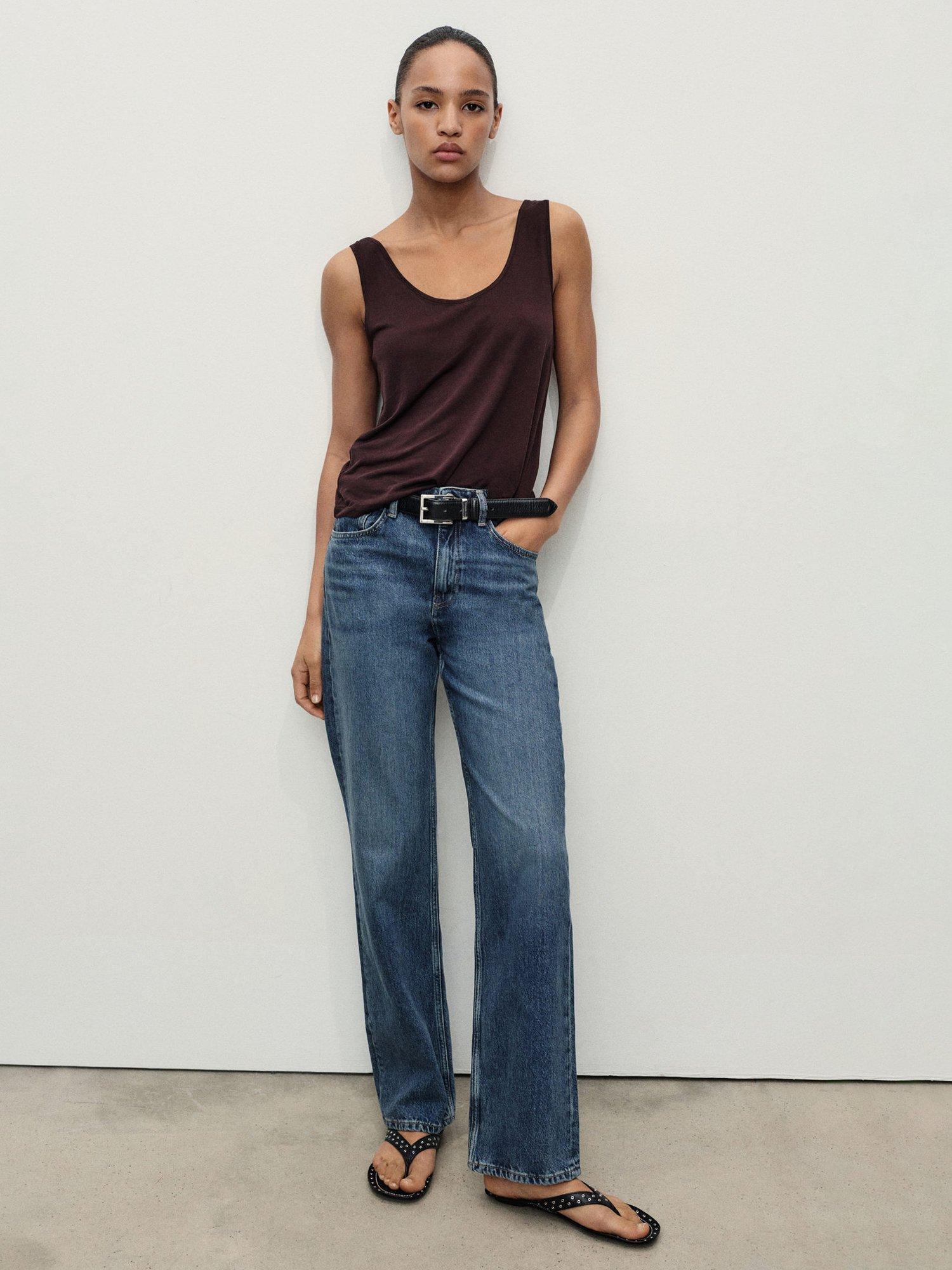 Product image 2 of 8, which shows Mango Matilda Straight Denim Jeans, Open Blue, 10