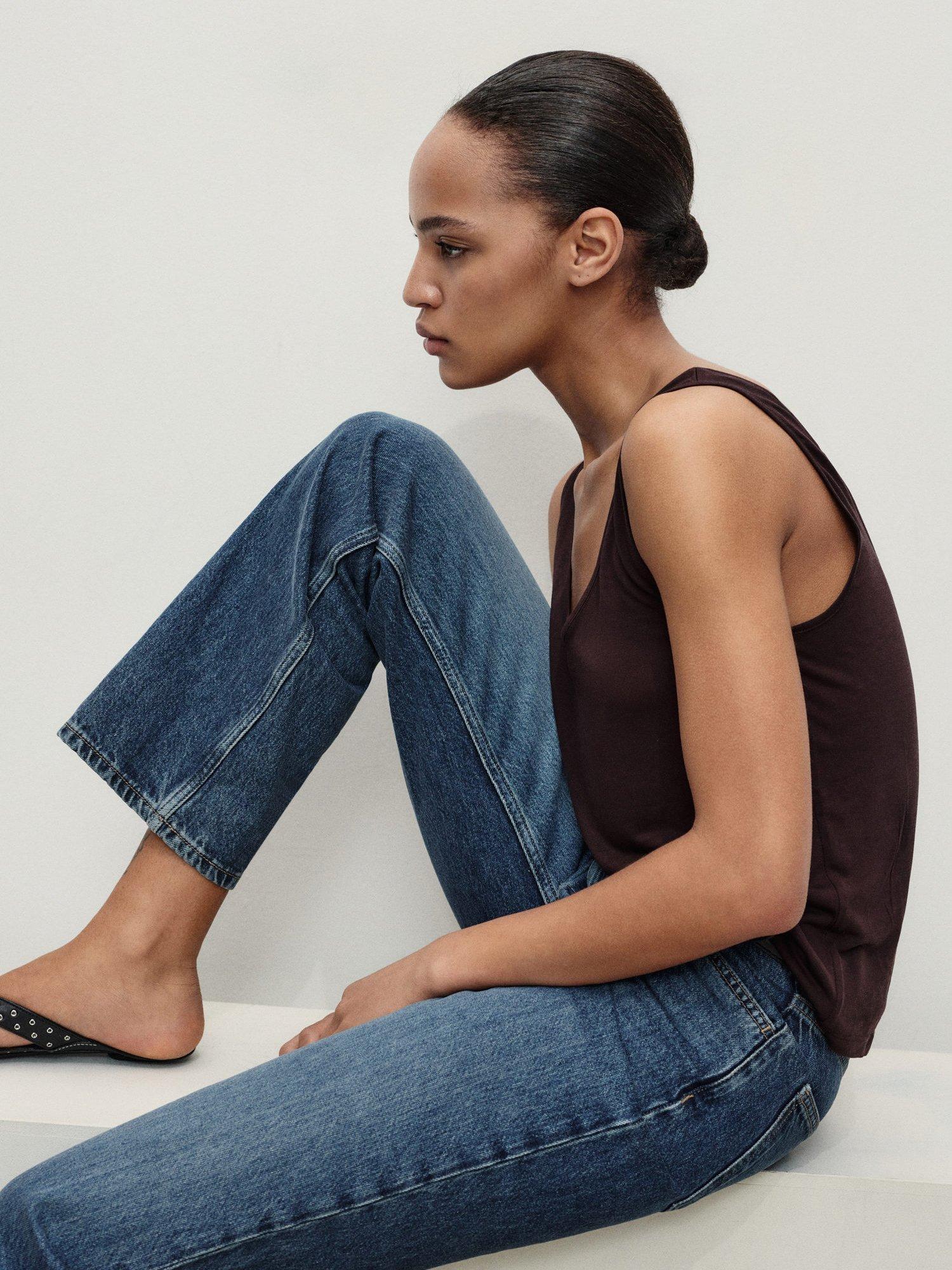 Product image 6 of 8, which shows Mango Matilda Straight Denim Jeans, Open Blue, 10