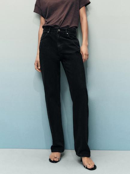 Mango Matilda Straight Jeans, Black